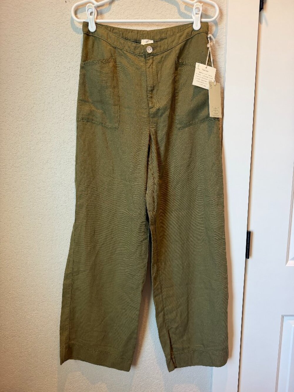 NEW Joie Green Linen Wide Leg Pants Size 8